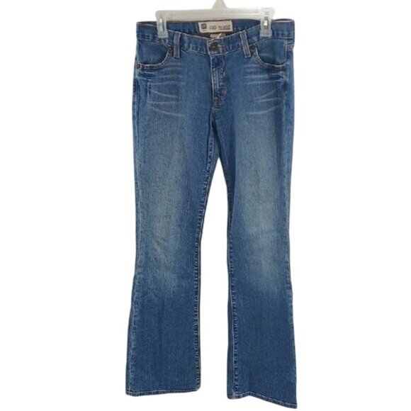 GAP Denim - GAP Bootcut Jeans Womens Size 4 Blue Mid Rise Denim Y2K Distressed Hem